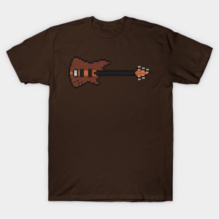 Pixel Metal Brown Bass Guitar T-Shirt